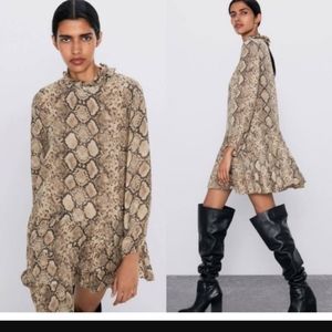 Zara the Andrea dress snake print long sleeve tear mini dress extra small new wi